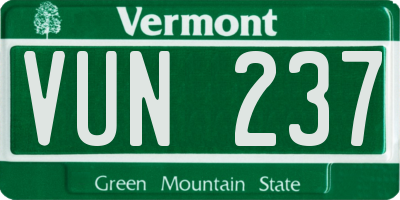 VT license plate VUN237