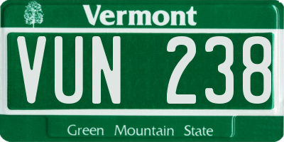 VT license plate VUN238