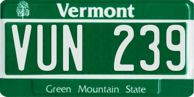 VT license plate VUN239