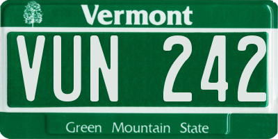 VT license plate VUN242