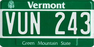 VT license plate VUN243