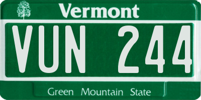 VT license plate VUN244