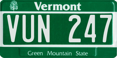 VT license plate VUN247