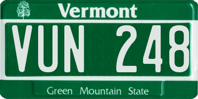 VT license plate VUN248