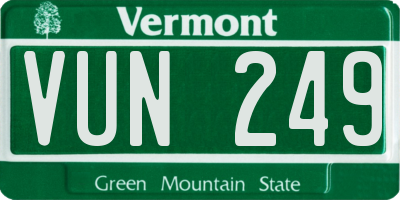 VT license plate VUN249