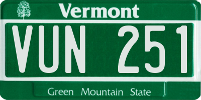 VT license plate VUN251