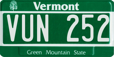 VT license plate VUN252