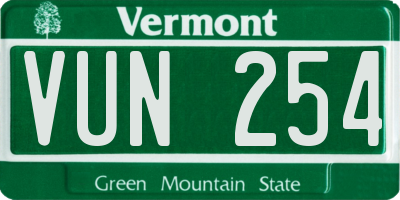 VT license plate VUN254