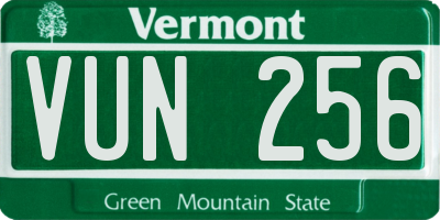 VT license plate VUN256