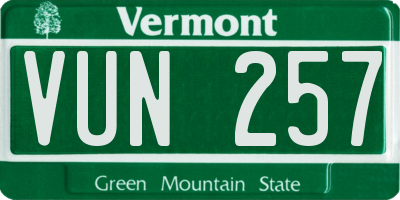 VT license plate VUN257