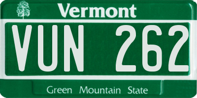 VT license plate VUN262