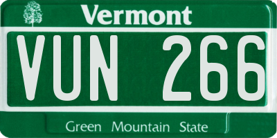 VT license plate VUN266