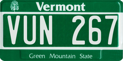 VT license plate VUN267