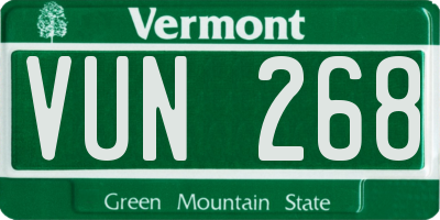 VT license plate VUN268