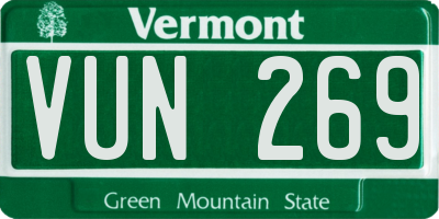 VT license plate VUN269