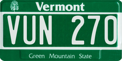 VT license plate VUN270