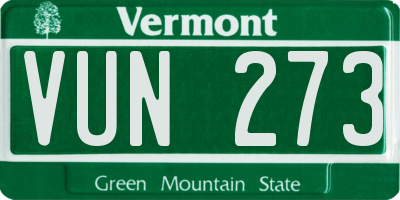 VT license plate VUN273