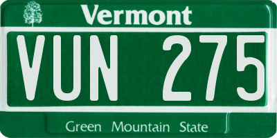 VT license plate VUN275