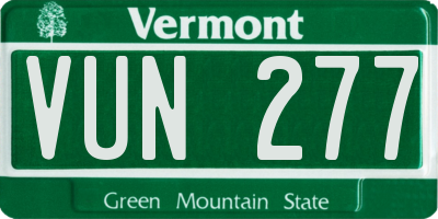 VT license plate VUN277