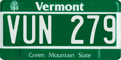 VT license plate VUN279