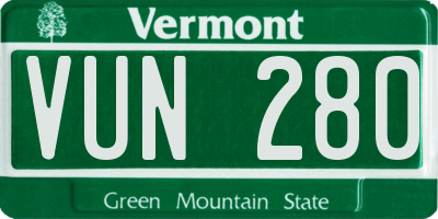 VT license plate VUN280