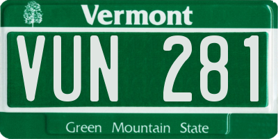 VT license plate VUN281