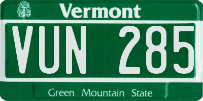 VT license plate VUN285