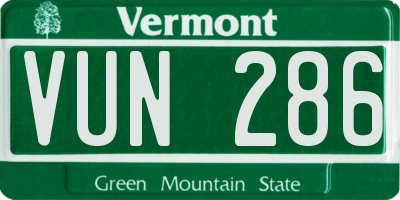 VT license plate VUN286