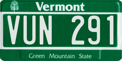 VT license plate VUN291