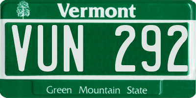 VT license plate VUN292