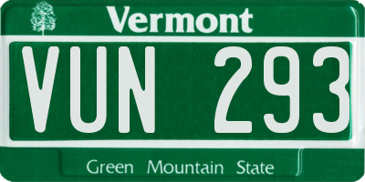 VT license plate VUN293