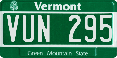 VT license plate VUN295