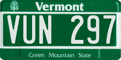VT license plate VUN297