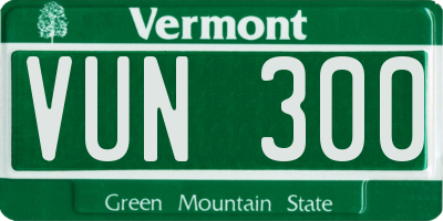 VT license plate VUN300