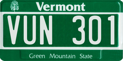VT license plate VUN301