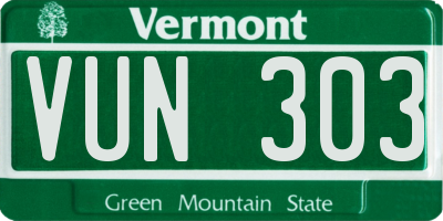 VT license plate VUN303