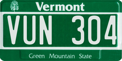 VT license plate VUN304