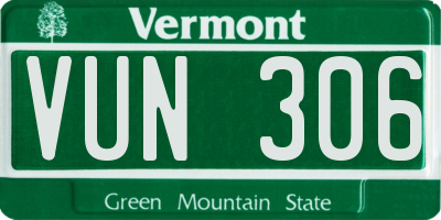 VT license plate VUN306