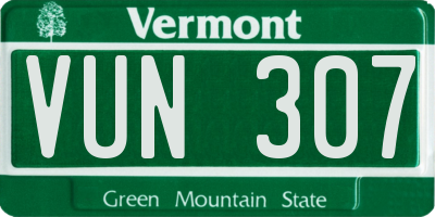 VT license plate VUN307