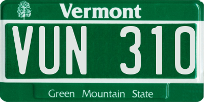 VT license plate VUN310