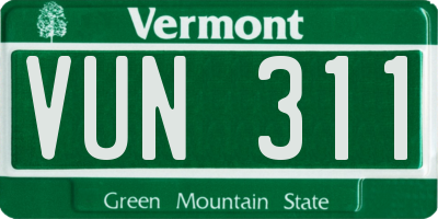 VT license plate VUN311