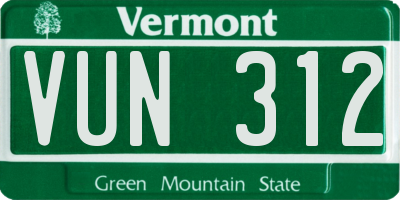 VT license plate VUN312
