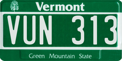 VT license plate VUN313