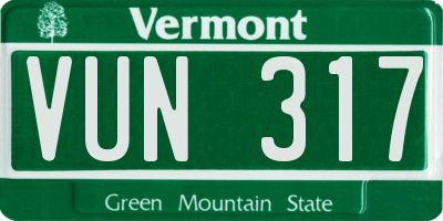 VT license plate VUN317