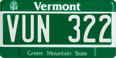 VT license plate VUN322