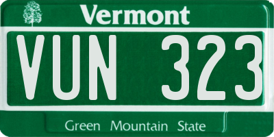 VT license plate VUN323