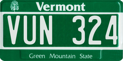 VT license plate VUN324