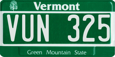 VT license plate VUN325