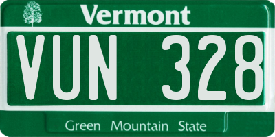 VT license plate VUN328