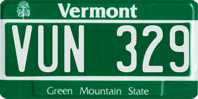 VT license plate VUN329